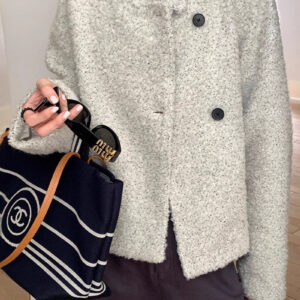 Wool Trendy Sweet Loose Snap Coat