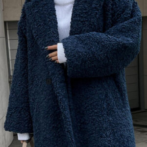 Elegant Office Lapel Plush Long Sleeve Coat