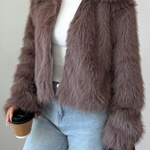 Plush Long Sleeve Elegant Maxi Coat