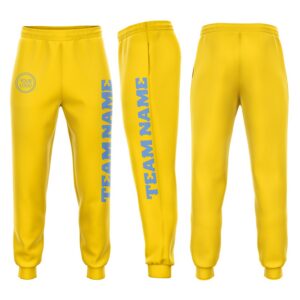Custom Gold Light Blue Fleece Jogger Sweatpants