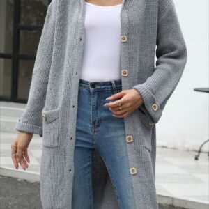 V-Neck Loose Fit Solid Color Knit Cardigan
